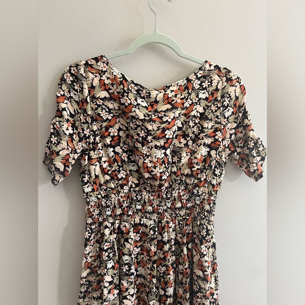 NWT Free People floral charcoal combo color mini dress size 6 - Picture 9 of 11